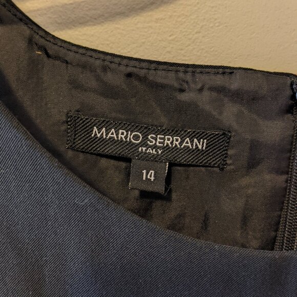 Vintage 90s Mario Serrani Black Sleeveless Midi Dress Classic Party Office Sz 14 - Picture 7 of 10